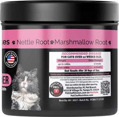 Show full view: Pet Chef Meow Bites Premium Pro & Prebiotic Salmon Flavored Soft Chew Digestive Aid Supplement for Cats, 6-oz jar slide 6 of 6