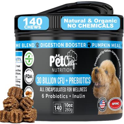 Show full view: Pet Chef Cannine Probiotics & Prebiotics Peanut Butter Flavored Digestion Gut Health Supplement for Dogs, 10-oz jar slide 10 of 11