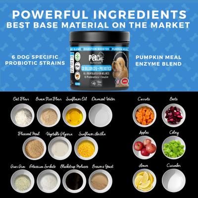 Show full view: Pet Chef Cannine Probiotics & Prebiotics Peanut Butter Flavored Digestion Gut Health Supplement for Dogs, 10-oz jar slide 6 of 11