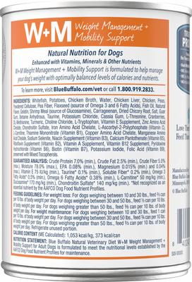 Show full view: Blue Buffalo Natural Veterinary Diet W+M Weight Management + Mobility Support Grain-Free Wet Dog Food, 12.5-oz, case of 12 slide 3 of 13