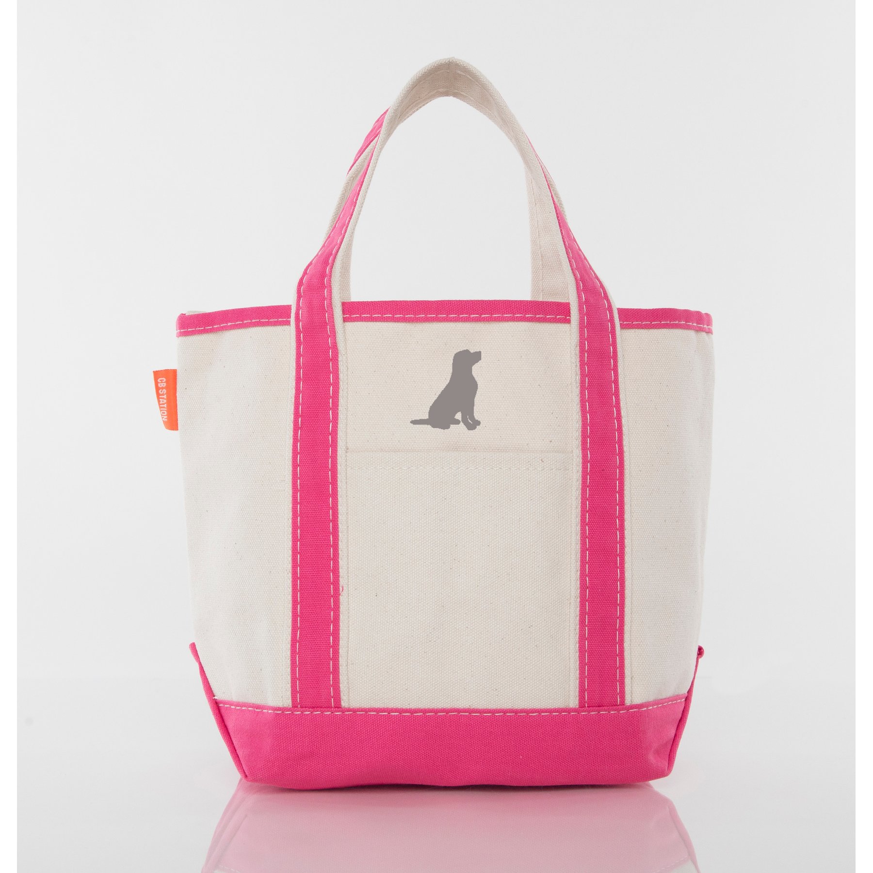 CB Station Personalized Handy Open Tote Bag, Small, Hot Pink, MiniDog