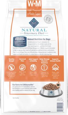 Show full view: Blue Buffalo Natural Veterinary Diet W+M Weight Management + Mobility Support Dry Dog Food, 6-lb bag slide 3 of 11