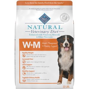 Blue Buffalo Natural Veterinary Diet W+M Weight Management + Mobility Support Dry Dog Food, 22-lb bag