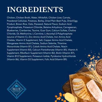 Show full view: Blue Buffalo Natural Veterinary Diet W+U Weight Management + Urinary Care Chicken Wet Dog Food, 12.5-oz, case of 12 slide 6 of 13