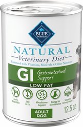 Blue Buffalo Natural Veterinary Diet GI Gastrointestinal Support Low Fat Grain-Free Wet Dog Food, 12.5-oz, case of 12