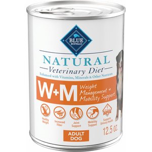 Blue Buffalo Natural Veterinary Diet W+M Weight Management + Mobility Support Grain-Free Wet Dog Food, 12.5-oz, case of 12