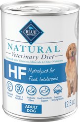 Blue Buffalo Natural Veterinary Diet HF Hydrolyzed for Food Intolerance Salmon Recipe Wet Dog Food, 12.5-oz can, 12 count