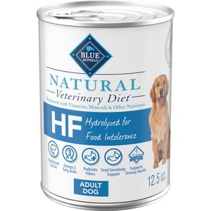 Blue Buffalo Natural Veterinary Diet HF Hydrolyzed for Food Intolerance Salmon Recipe Wet Dog Food, 12.5-oz can, 12 count