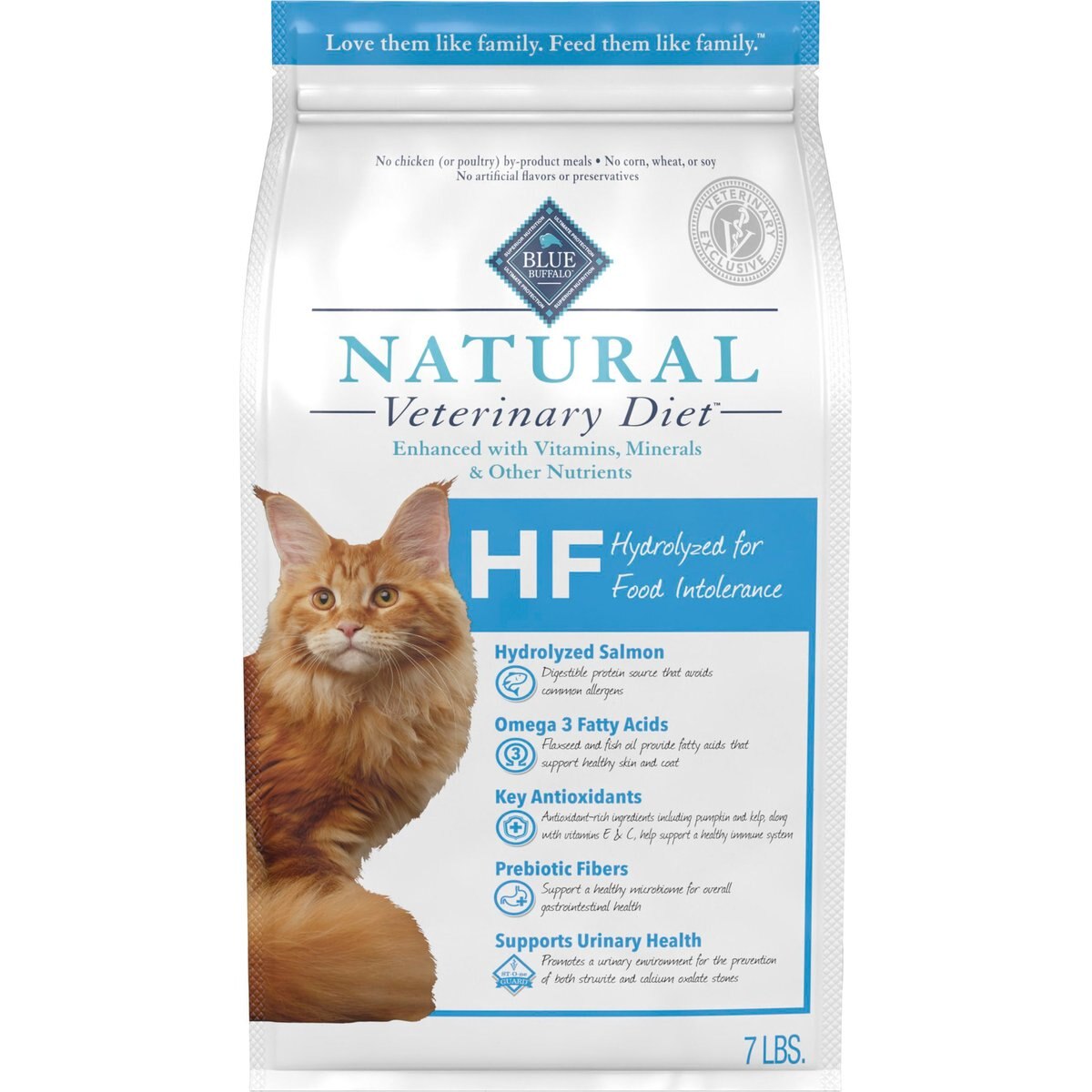 7-lb bag HF Hydrolyzed Grain-Free Dry Cat Food Blue Buffalo Natural Veterinary Diet