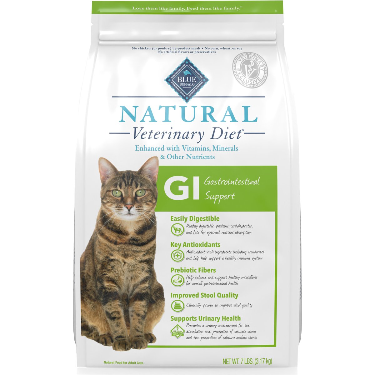 7-lb bag GI Gastrointestinal Support Grain-Free Dry Cat Food Blue Buffalo Natural Veterinary Diet