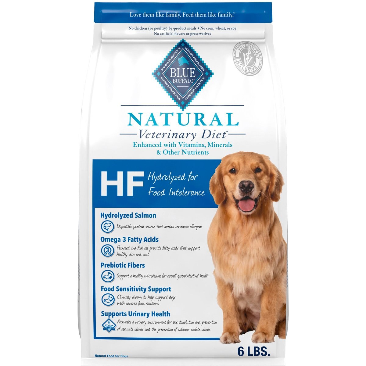 6-lb bag HF Hydrolyzed for Food Intolerance Grain-Free Dry Dog Food Blue Buffalo Natural Veterinary Diet
