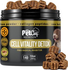 Pet Chef Organic Cell Vitality Detox Roasted Peanut Flavored Soft Chew Immune Support Supplement for Dogs, 10-oz jar, 140 count slide 1 of 9