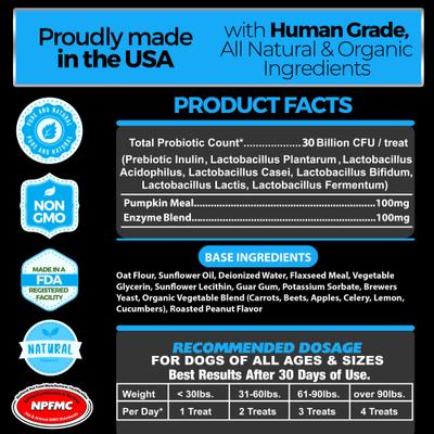 Show full view: Pet Chef Cannine Probiotics & Prebiotics Peanut Butter Flavored Digestion Gut Health Supplement for Dogs, 10-oz jar slide 8 of 11