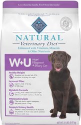 Blue Buffalo Natural Veterinary Diet W+U Weight Management + Urinary Care Dry Dog Food, 22-lb bag