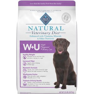 Blue Buffalo Natural Veterinary Diet W+U Weight Management + Urinary Care Dry Dog Food, 22-lb bag