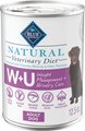 Blue Buffalo Natural Veterinary Diet W+U Weight Management + Urinary Care Chicken Wet Dog Food, 12.5-oz, case of 12