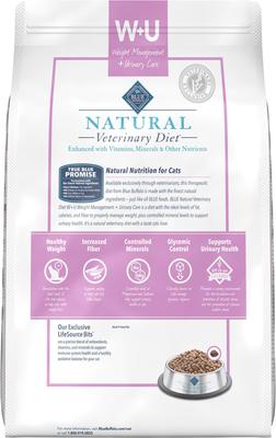 Show full view: Blue Buffalo Natural Veterinary Diet W+U Weight Management + Urinary Care Grain-Free Dry Cat Food, 16-lb bag slide 3 of 13
