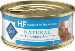 Blue Buffalo Natural Veterinary Diet HF Hydrolyzed for Food Intolerance Salmon Wet Cat Food, 5.5-oz can, 24 count