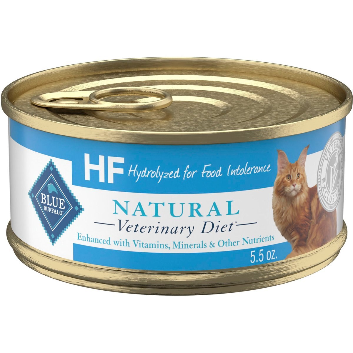 5.5-oz HF Hydrolyzed for Food Intolerance Grain-Free Canned Cat Food Blue Buffalo Natural Veterinary Diet case of 24