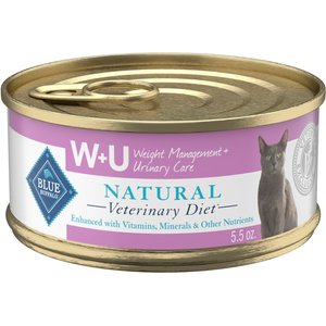 Blue Buffalo Natural Veterinary Diet W+U Weight Management + Urinary Care Chicken Wet Cat Food, 5.5-oz can, 24 count