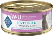 Blue Buffalo Natural Veterinary Diet W+U Weight Management + Urinary Care Chicken Wet Cat Food, 5.5-oz can, 24 count