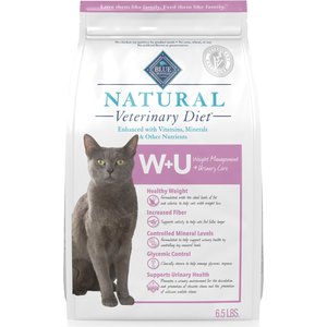 Blue Buffalo Natural Veterinary Diet W+U Weight Management + Urinary Care Grain-Free Dry Cat Food, 6.5-lb bag