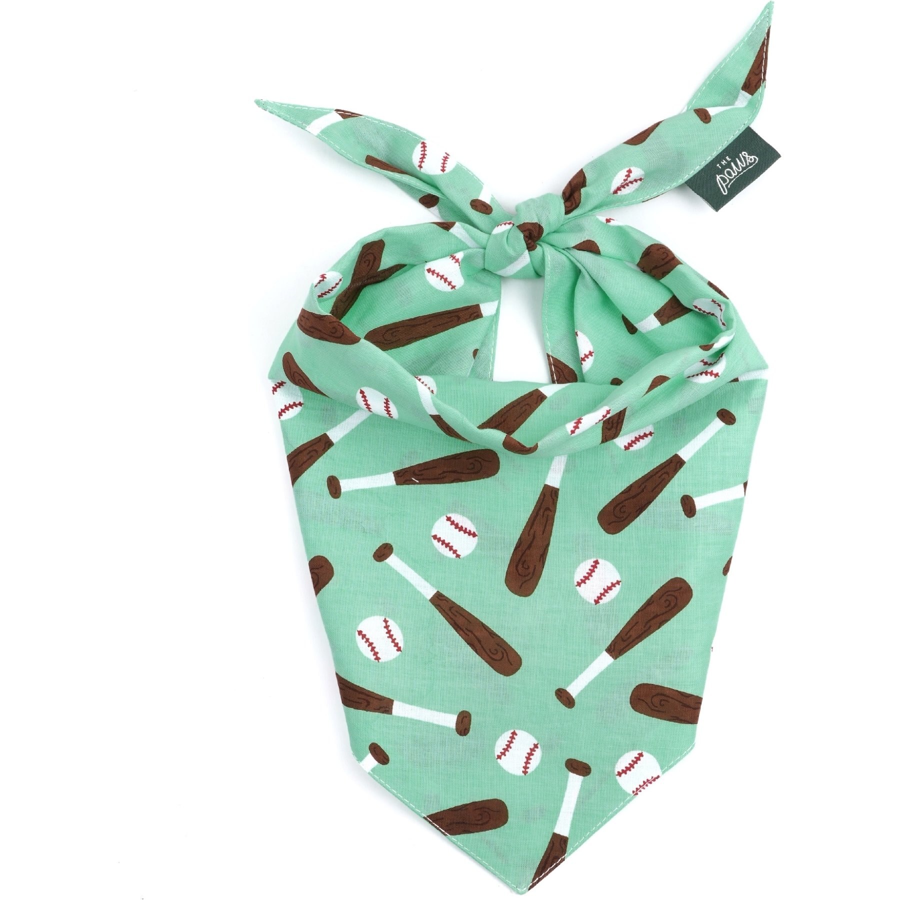 The Paws Batter Up Dog & Cat Bandana, Green, Medium