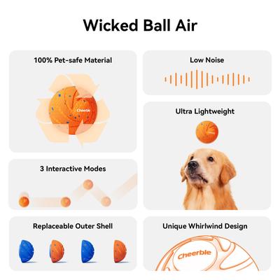 Show full view: Cheerble Wicked Ball Air ETPU Waterproof Motion Active Automatic Interactive Dog Ball, Orange slide 6 of 11