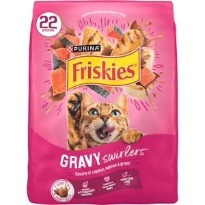 Friskies Gravy Swirlers Chicken & Salmon Flavor Dry Cat Food, 22-lb bag