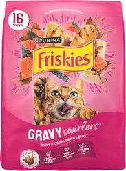 Friskies Gravy Swirlers Chicken & Salmon Flavor Dry Cat Food, 16-lb bag