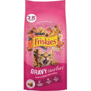Friskies Gravy Swirlers Chicken & Salmon Flavor Dry Cat Food, 3.15-lb bag