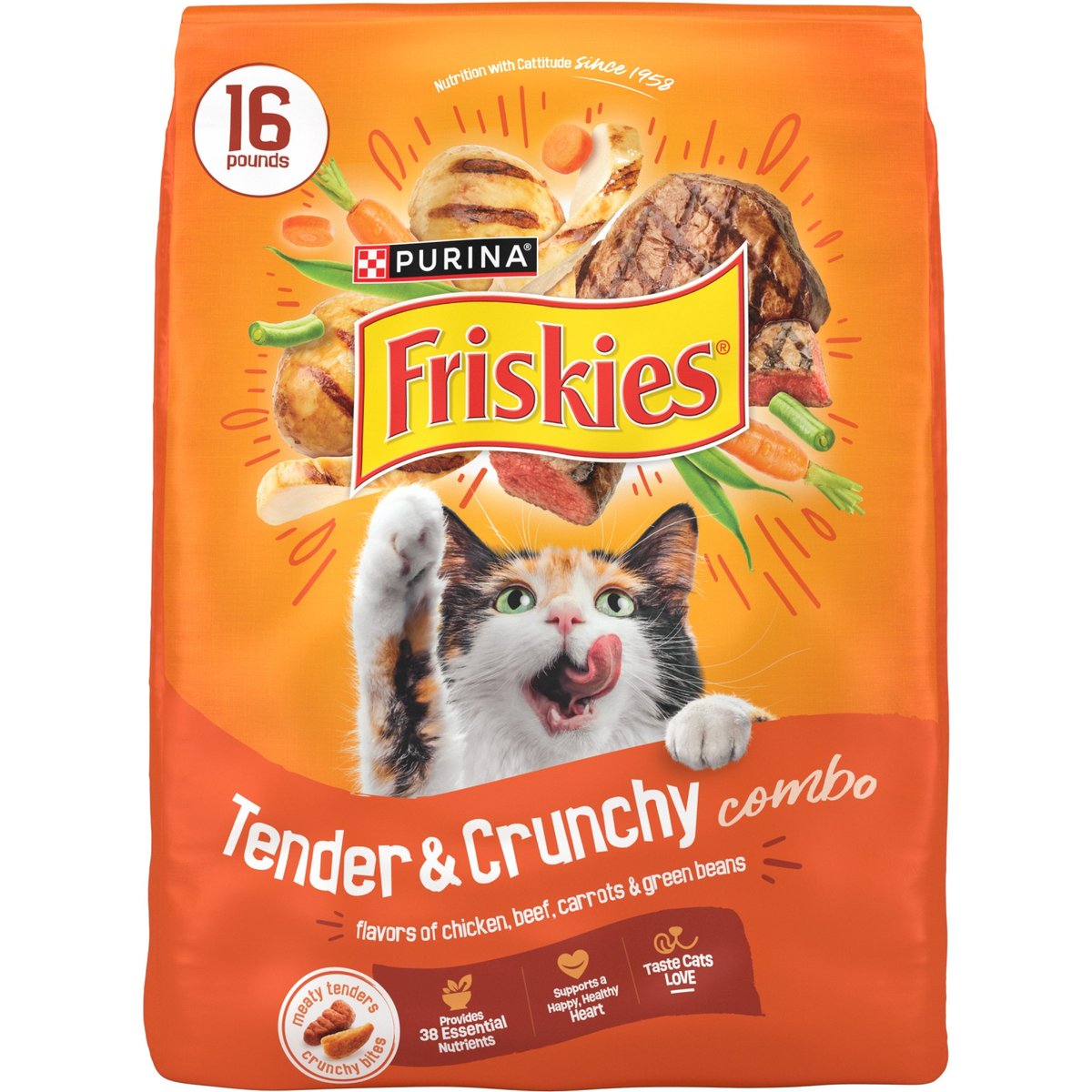 Friskies Tender & Crunchy Combo Dry Cat Food, 16-lb bag