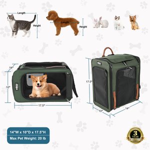 EliteField Deluxe Airline-Approved Backpack Dog & Cat Carrier, Army Green, Large