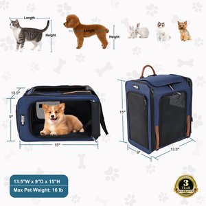 EliteField Deluxe Airline-Approved Backpack Dog & Cat Carrier, Navy Blue, Medium