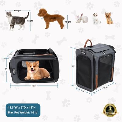 Show full view: EliteField Deluxe Airline-Approved Backpack Dog & Cat Carrier, Gray, Medium slide 4 of 7