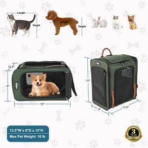 EliteField Deluxe Airline-Approved Backpack Dog & Cat Carrier, Army Green, Medium