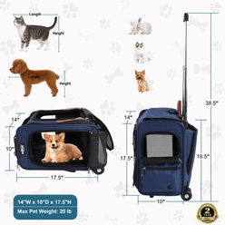 EliteField Deluxe Airline-Approved Rolling Backpack Dog & Cat Carrier, Navy Blue, Large slide 2 of 5