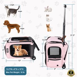 EliteField Deluxe Airline-Approved Rolling Backpack Dog & Cat Carrier, Pink, Medium slide 2 of 5