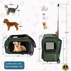 EliteField Deluxe Airline-Approved Rolling Backpack Dog & Cat Carrier, Army Green, Medium slide 2 of 5