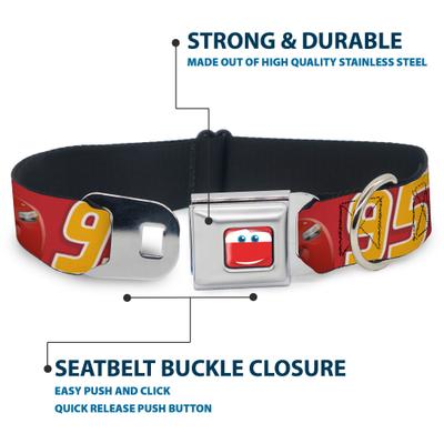 Show full view: Buckle-Down Disney Cars Lightning McQueen Smiling Pose Dog Collar, Medium: 11 to 16.5-in neck, 1-in wide slide 4 of 8