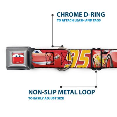 Show full view: Buckle-Down Disney Cars Lightning McQueen Smiling Pose Dog Collar, Medium: 11 to 16.5-in neck, 1-in wide slide 5 of 8