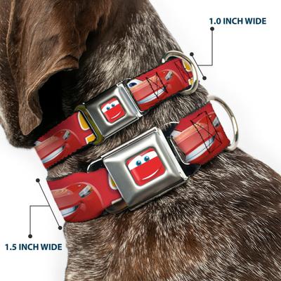 Show full view: Buckle-Down Disney Cars Lightning McQueen Smiling Pose Dog Collar, Medium: 11 to 16.5-in neck, 1-in wide slide 2 of 8