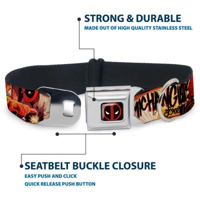 Show full view: Buckle-Down Marvel Comics Deadpool Dynamite Chimichanga Dog Collar, Small: 13 to 17-in neck, 1.5-in wide slide 4 of 8