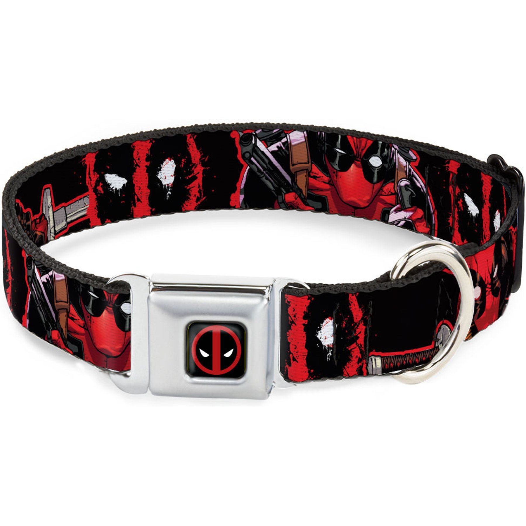 Buckle-Down Marvel Comics Deadpool Action Poses Dog Collar, Small: 9.5 to 13-in neck, 1-in wide