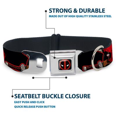 Show full view: Buckle-Down Marvel Comics Deadpool Action Poses Dog Collar, Large: 20 to 31-in neck, 1.5-in wide slide 5 of 9
