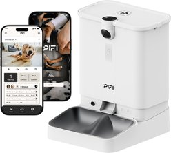 PiFi Smart Portion Control WiFi 5G & 2.4G Dual Bin Automatic Dog Multi Feeder, White, 6-liter, Modern Slim