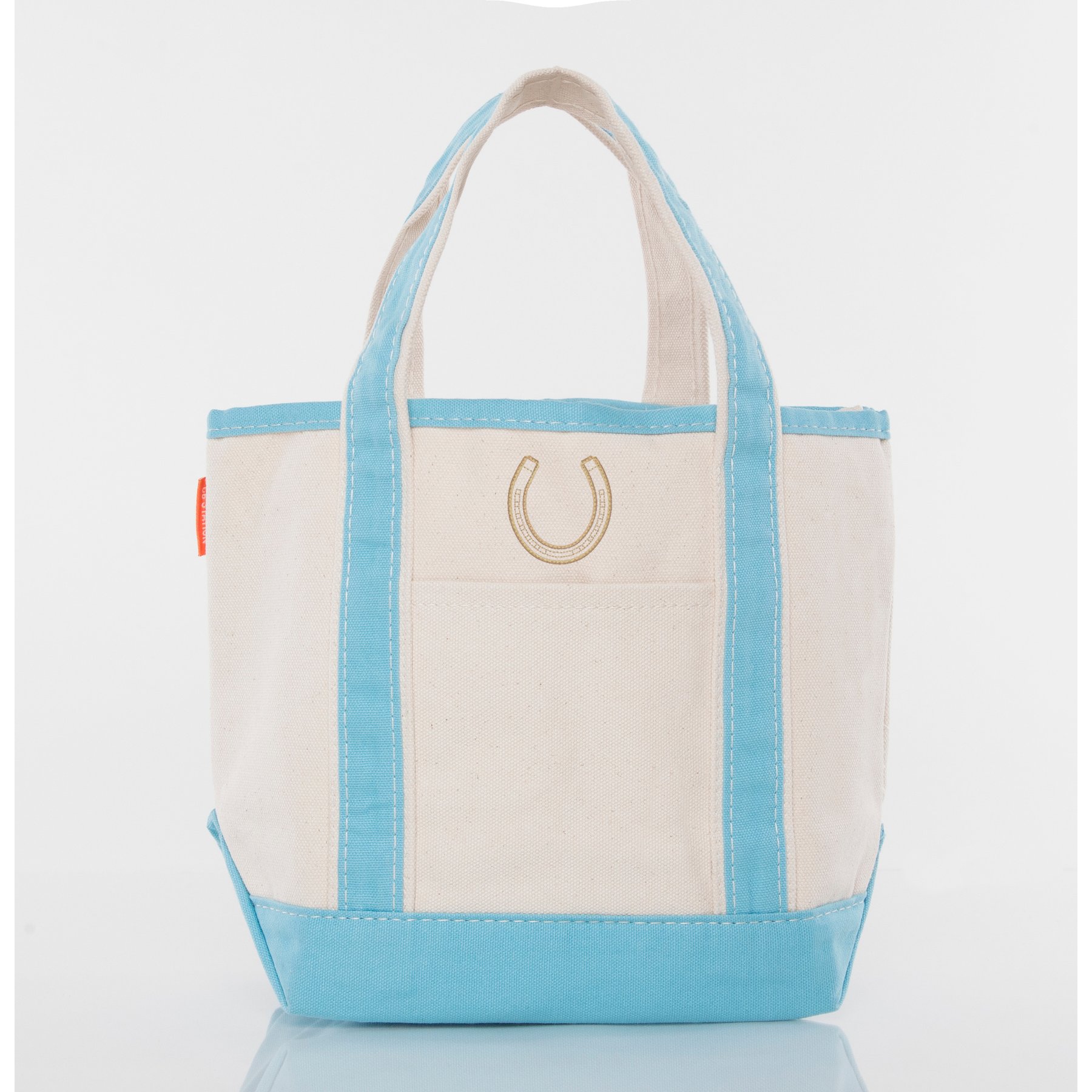 CB Station Personalized Handy Open Tote Bag, Small, Baby Blue, Horseshoe