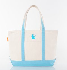 CB Station Personalized Classic Tote Bag, Baby Blue, Medium, Cat