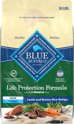 Blue Buffalo Life Protection Formula Senior Lamb & Brown Rice Recipe No Corn, Wheat or Soy Dry Dog Food, 30-lb bag