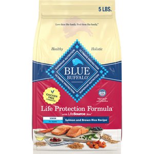 Blue Buffalo Life Protection Formula Senior Chicken-Free Salmon & Brown Rice Recipe Dry Dog Food, 5-lb bag